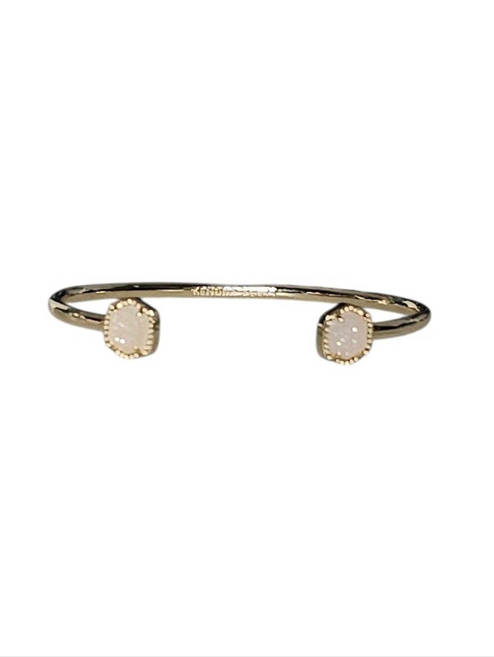 Kendra Scott Davie Cuff Gold Tone Goddess Bracelet Iridescent Drusy w Dust Pouch